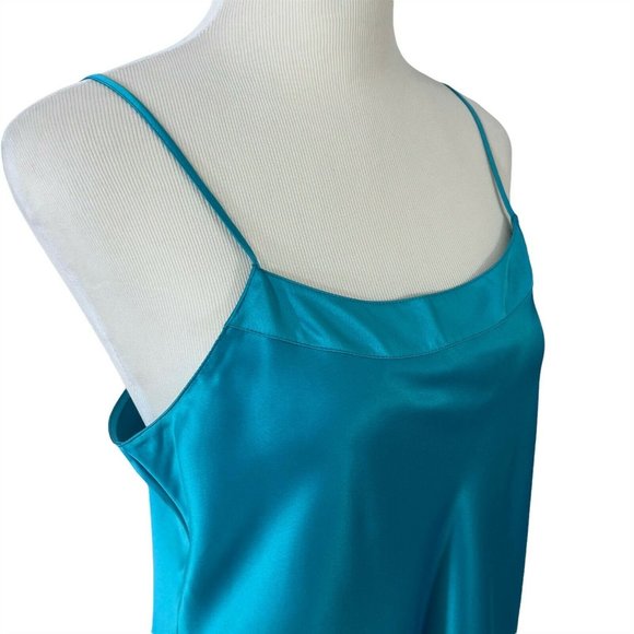 Cabernet Short Satin Wrap Robe & Chemise Nightgown Small and Medium Peacock Blue - Picture 3 of 12